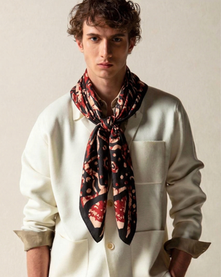 The Red-Black Seasonal Batik Scarf - Celeste Mendis