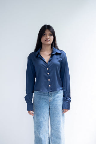 Midnight Navy Silk Shirt