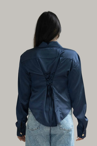 Midnight Navy Silk Shirt