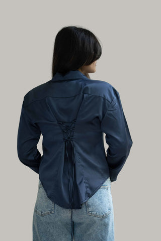Midnight Navy Silk Shirt