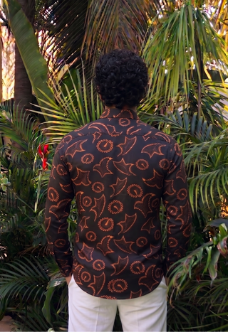Laaksha Print Silk Shirt — Black - Celeste Mendis