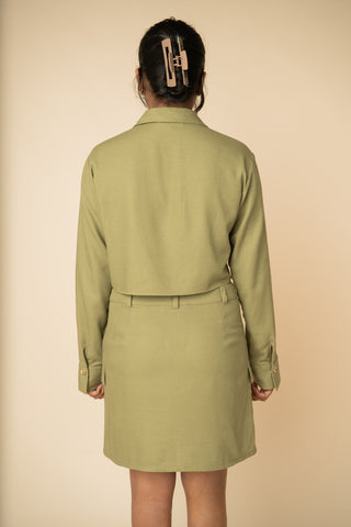 Cropped Shirt in Olive Green