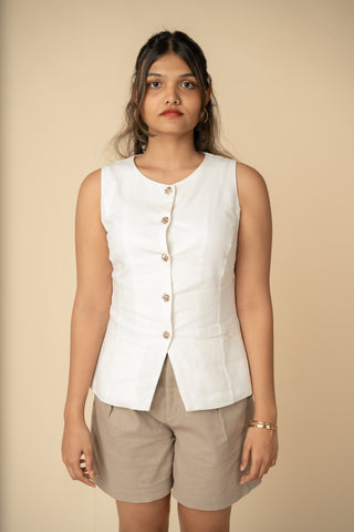 Tailored Top in Off-White