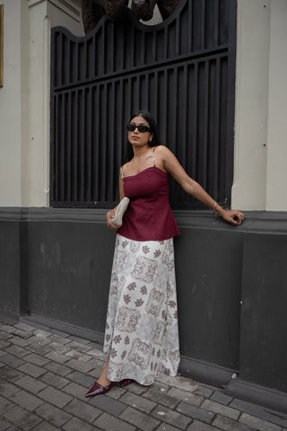 Heritage Flared Skirt in Dark Brown