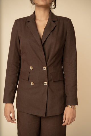 Structured Power Blazer in Dark Brown